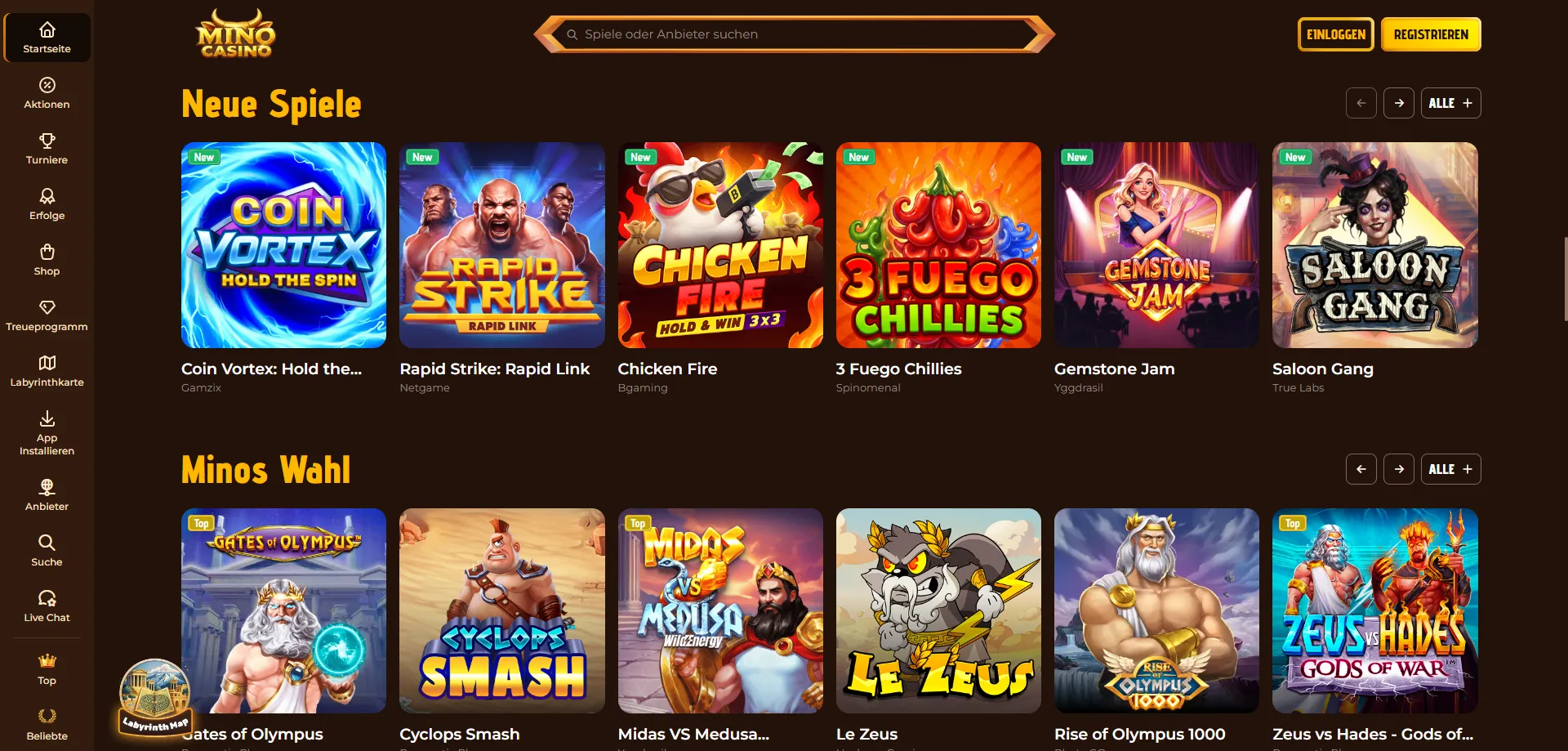 Mino Casino Spieleauswahl &ndash; &uuml;ber 4000 Slots und Tischspiele